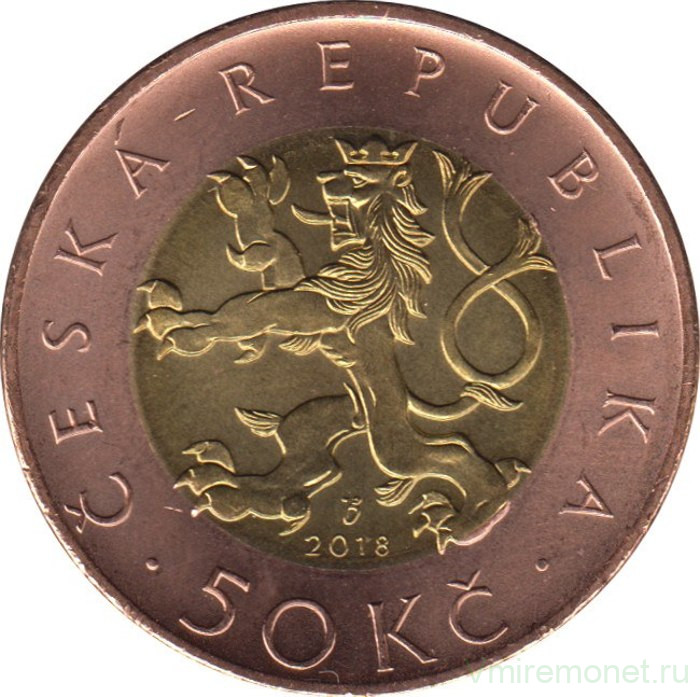 Монета. Чехия. 50 крон 2018 год.