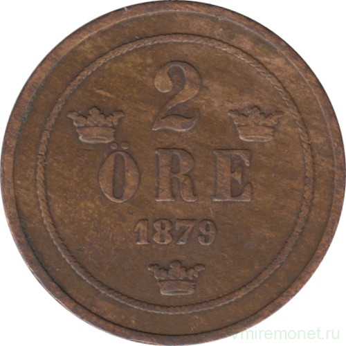 Монета. Швеция. 2 эре 1879 год.