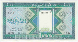 Банкнота. Мавритания. 1000 угий 1989 год. Тип W7A. 