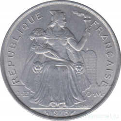 Монета. Французская Полинезия. 5 франков 1975 год.