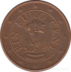Монета. Австрия. 1 цент 2010 год.