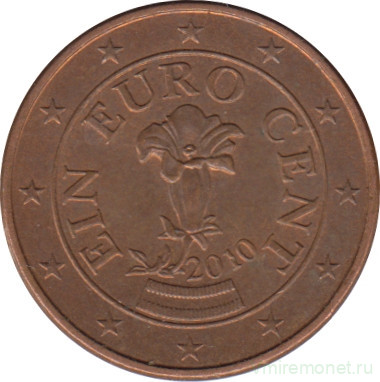 Монета. Австрия. 1 цент 2010 год.
