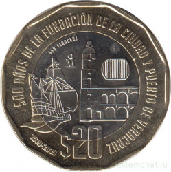 Монета. Мексика. 20 песо 2019 год. 500 лет основанию порта Веракрус.