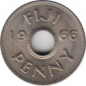 Монета. Фиджи. 1 пенни 1966 год. ав.