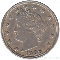 Монета. США. 5 центов 1906 год.