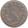 Монета. США. 5 центов 1906 год.