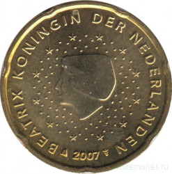 Монета. Нидерланды. 20 центов 2007 год.
