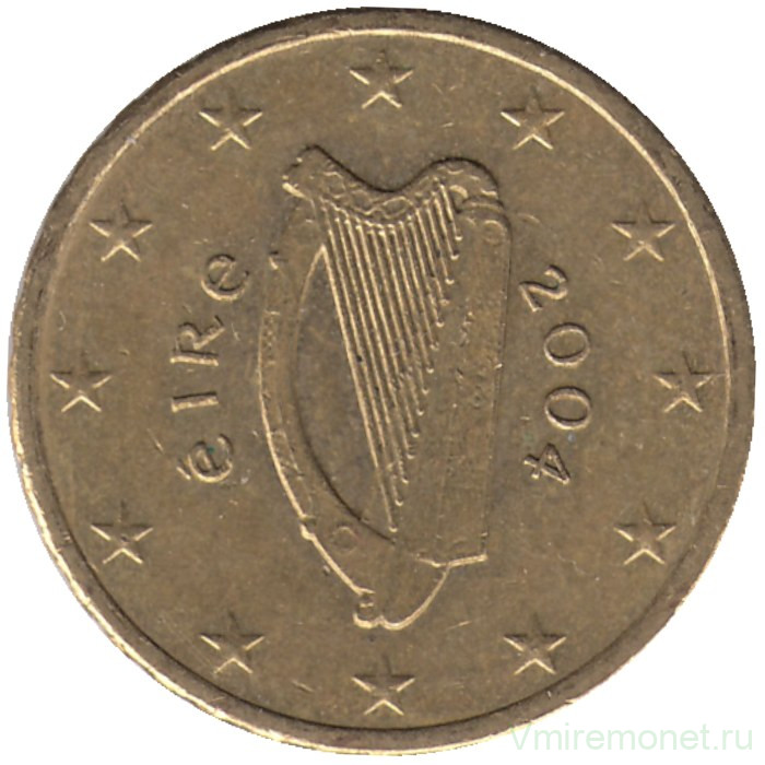 Монета. Ирландия. 10 центов 2004 год.
