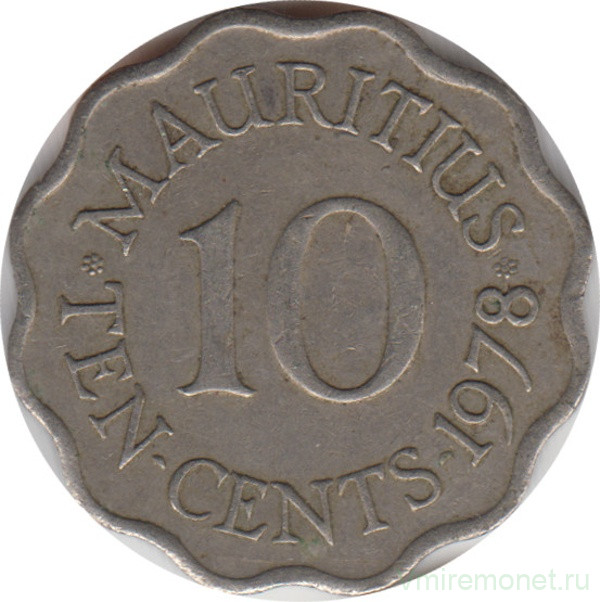 Монета. Маврикий. 10 центов 1978 год.