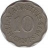Монета. Маврикий. 10 центов 1978 год. ав.