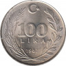 Монета. Турция. 100 лир 1987 год. ав.
