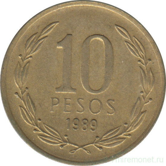 Монета. Чили. 10 песо 1989 год.