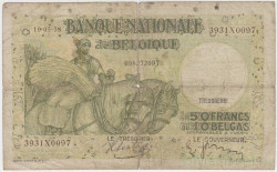 Банкнота. Бельгия. 50 франков (10 белгас) 1938 год. Тип 106 (2).