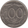 Монета. Италия. 100 лир 1993 год. ав.