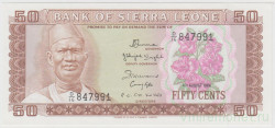 Банкнота. Сьерра-Леоне. 50 центов 1984 год. Тип 4е.