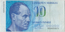 Банкнота. Финляндия. 10 марок 1986 год. Тип 113а (4).