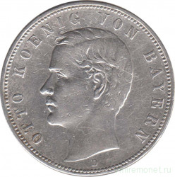 Монета. Германия. Германская империя. Бавария. 5 марок 1908 год. Монетный двор - Мюнхен (D).