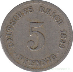 Монета. Германия (Германская империя 1871-1922). 5 пфеннигов 1899 год. (А).