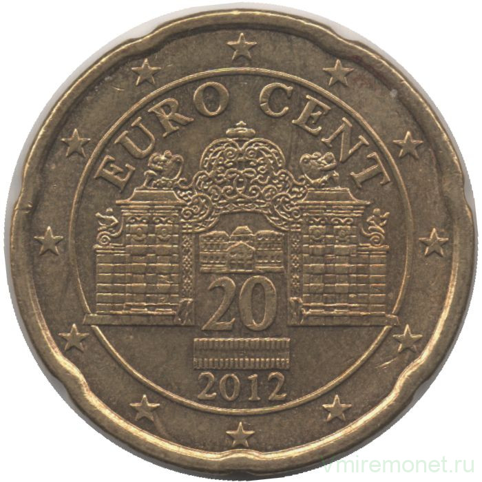 Монета. Австрия. 20 центов 2012 год.