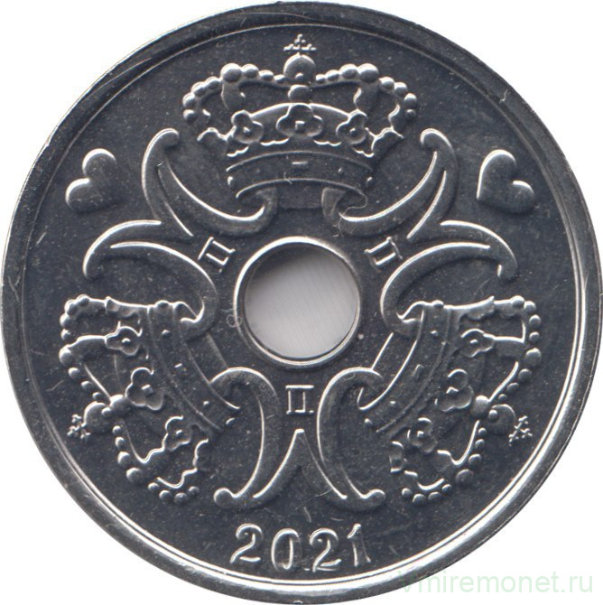 Монета. Дания. 5 крон 2021 год.