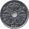 Монета. Дания. 5 крон 2021 год. ав.