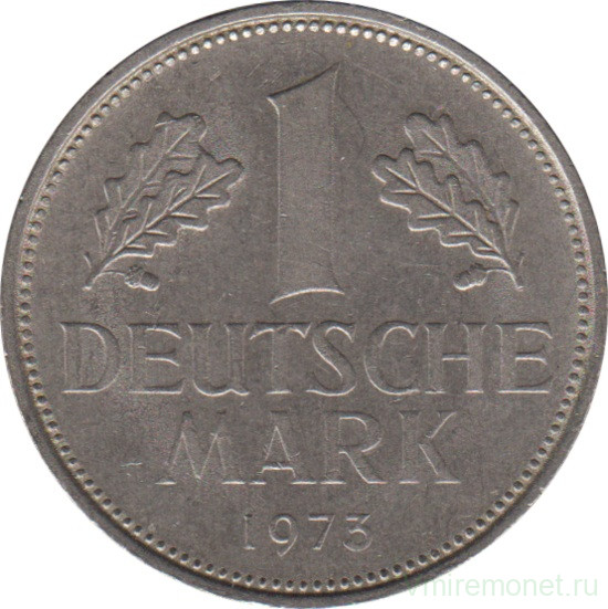 Монета. ФРГ. 1 марка 1973 год. Монетный двор - Гамбург (J).