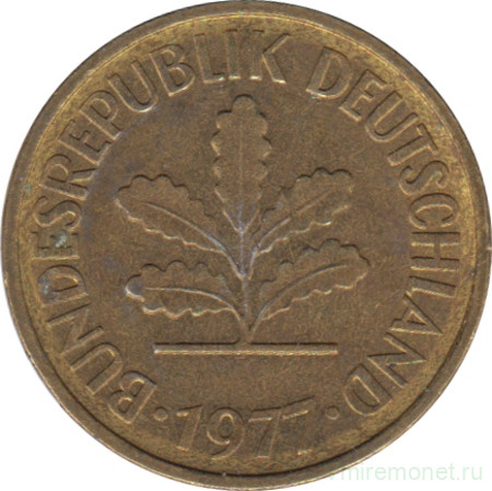 Монета. ФРГ. 5 пфеннигов 1977 год. Монетный двор - Гамбург (J).