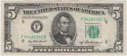 Банкнота. США. 5 долларов 1950 год. F. Тип 438b.