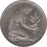 Монета. ФРГ. 50 пфеннигов 1989 год. Монетный двор - Карлсруэ (G). ав.