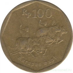 Монета. Индонезия. 100 рупий 1995 год.