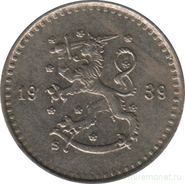 Монета. Финляндия. 25 пенни 1939 год.