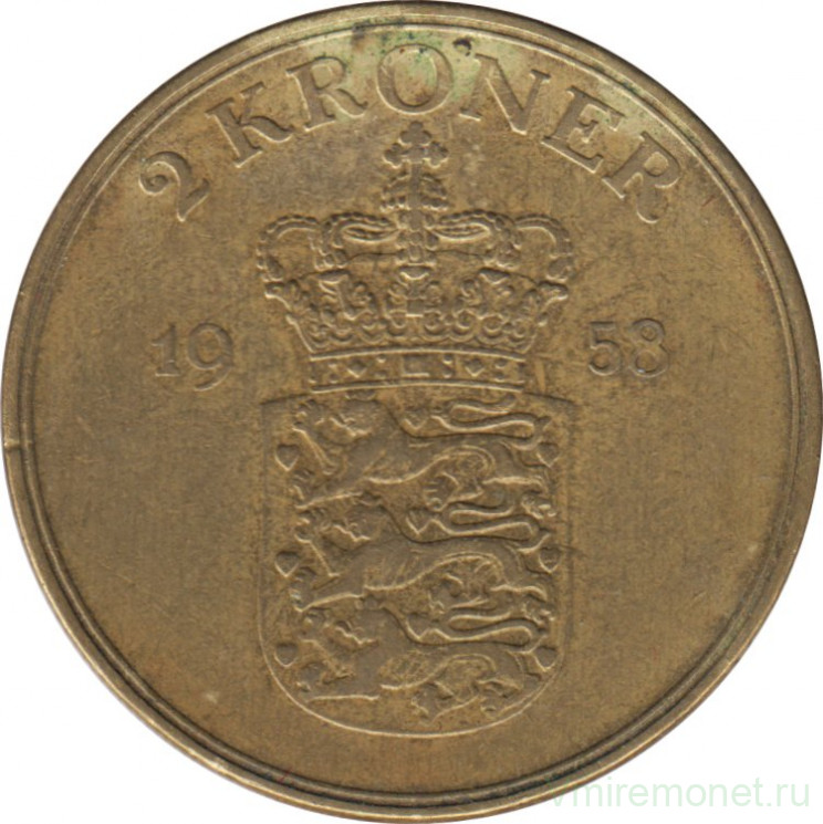 Монета. Дания. 2 кроны 1958 год.