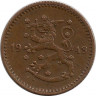 Аверс.Монета. Финляндия. 1 марка 1943 год. Медь.