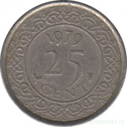 Монета. Суринам. 25 центов 1979 год.