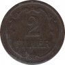 Монета. Венгрия. 2 филлера 1927 год. рев.