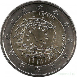 Монета. Латвия. 2 евро 2015 год. Флагу Европы 30 лет.