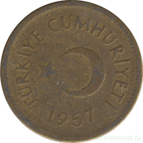 Монета. Турция. 5 курушей 1957 год.