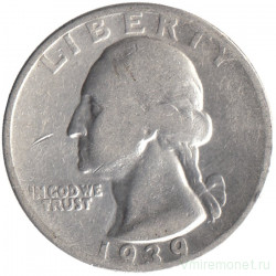Монета. США. 25 центов 1939 год.