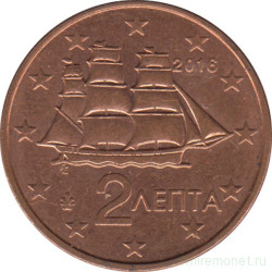 Монета. Греция. 2 цента 2016 год.