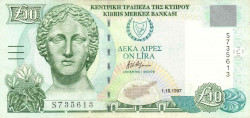Банкнота. Кипр. 10 лир 1997 год. Тип 62. 