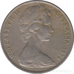 Монета. Австралия. 10 центов 1974 год.