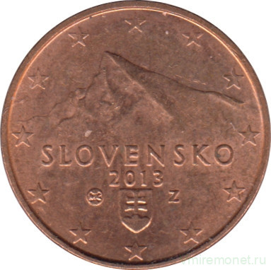 Монета. Словакия. 1 цент 2013 год.
