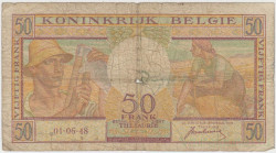 Банкнота. Бельгия. 50 франков 1948 год. Тип 133а.