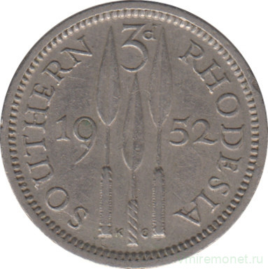 Монета. Южная Родезия. 3 пенса 1952 год.