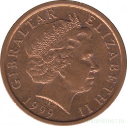 Монета. Гибралтар. 2 пенса 1999 год. (AA).