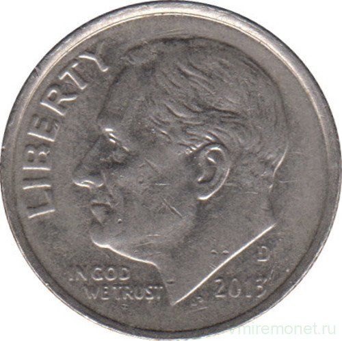 Монета. США. 10 центов 2013 год. Монетный двор D.