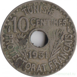 Монета. Тунис. 10 сантимов 1931 год.