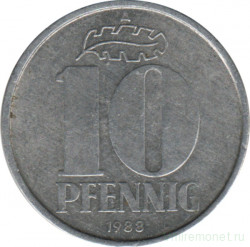 Монета. ГДР. 10 пфеннигов 1988 год.