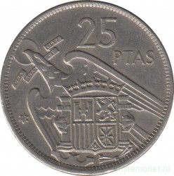 Монета. Испания. 25 песет 1975 (1957) год.