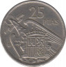 Монета. Испания. 25 песет 1975(1957) год. ав.